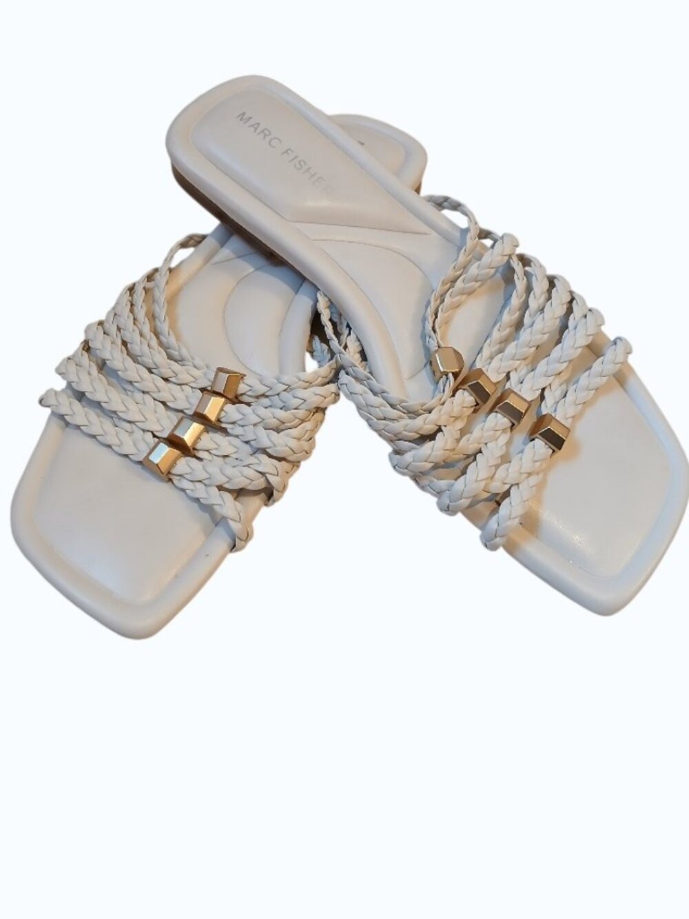 MARC FISHER Cream Lelina Strappy Flat Sandals - Like New